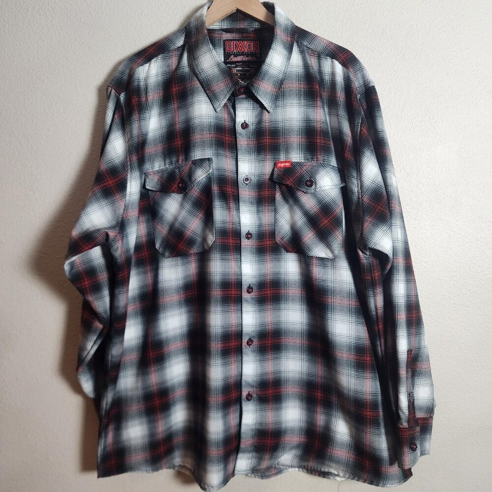 Dixxon Barrett Jackson Shirt Mens 3XL Black Red Plaid Flannel Button Up D-Tech